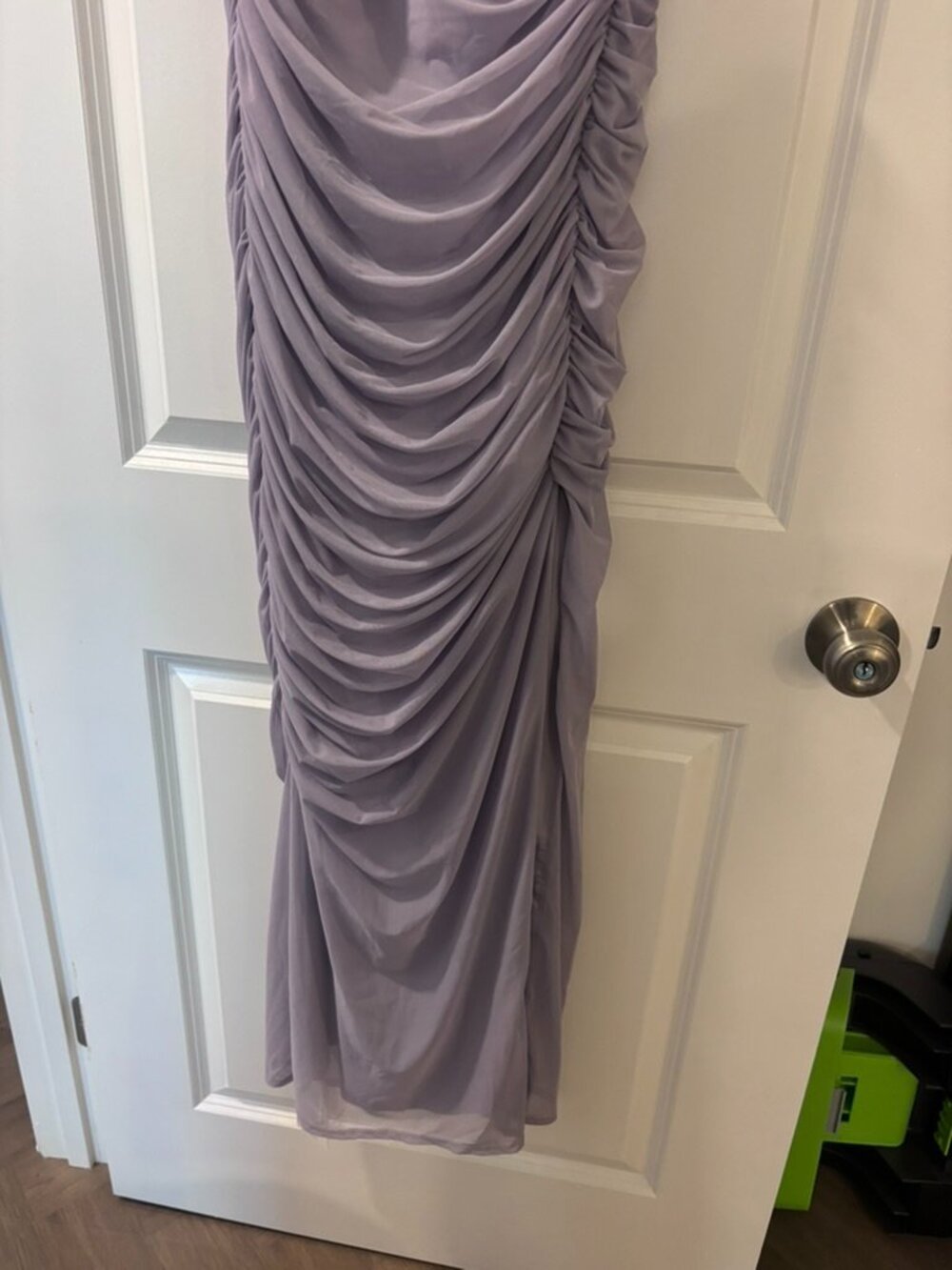 NWT Abercrombie & Fitch Mesh Asymmetrical Off The Shoulder Maxi Dress - Picture 8 of 11